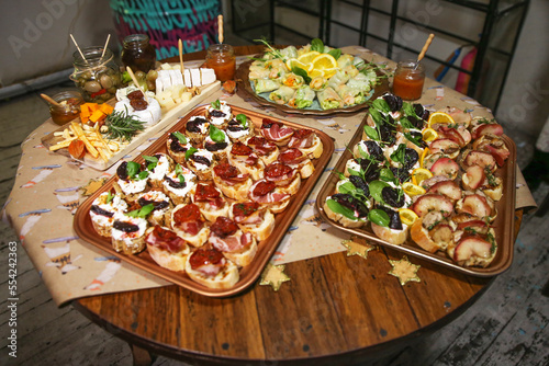 snack table, catering, food for guests