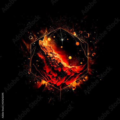 Vászonkép Fire particles on black background