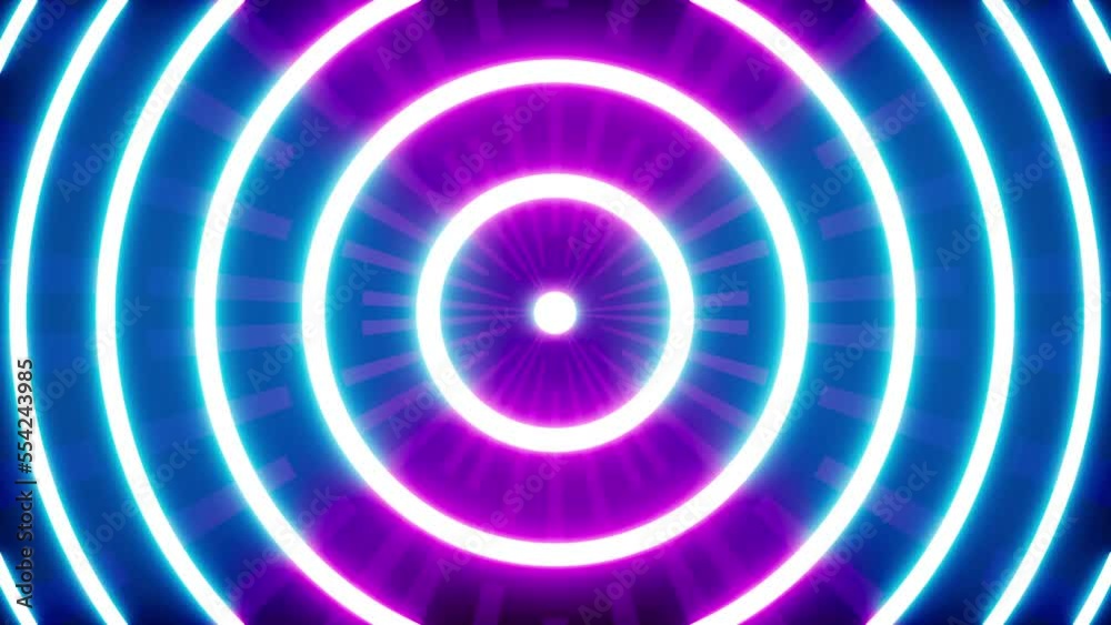 Pulsing neon light concentric circles vj loop