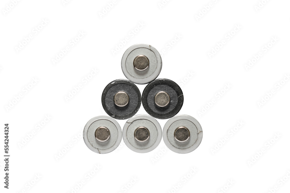 Pyramid of black and white AA batteries isolated on white background. Pyramid of black and white AA batteries isolated on white background.