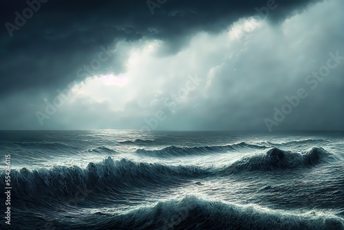 Stürmisches Meer mit dramatische Wolkenstimmung photo
