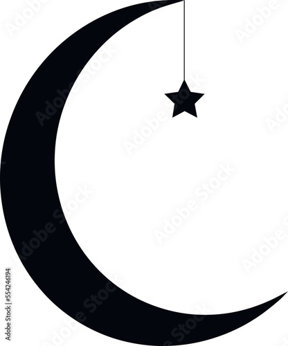 moon with a star on a string