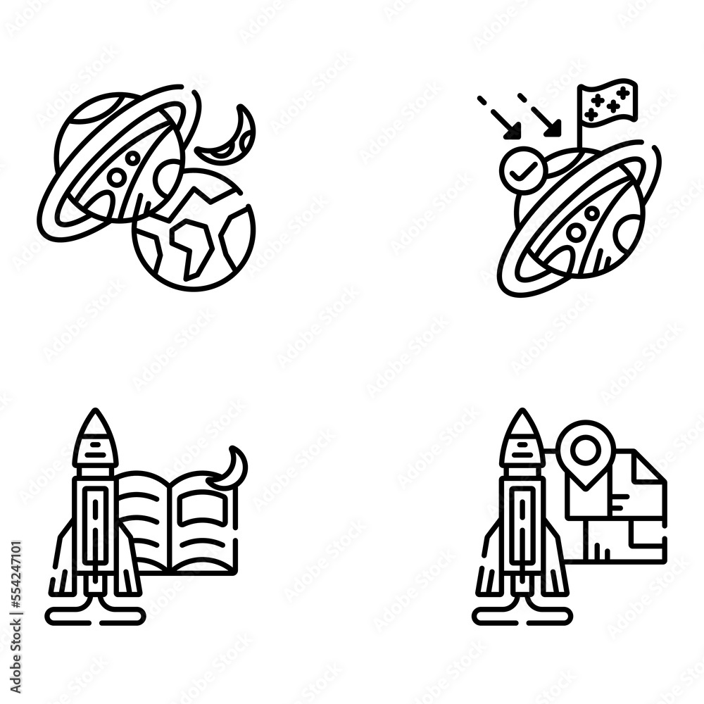 Linear Space and Astronomy Icons
