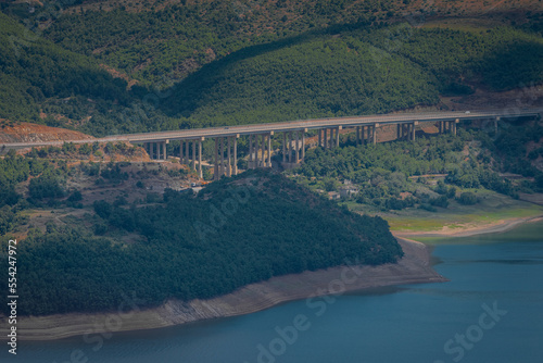 New motorway in norhtern albania leading from Kukes to Tirana replacing SH5 road leading over montanious terrain. photo