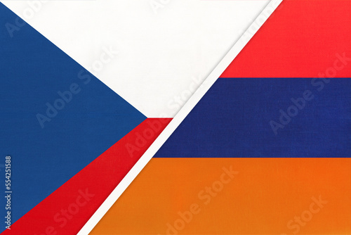 Czech Republic and Armenia, symbol of country. Czechia vs Armenian national flags.