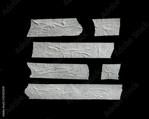  Masking Tape piece isolated on black background, with clipping paths