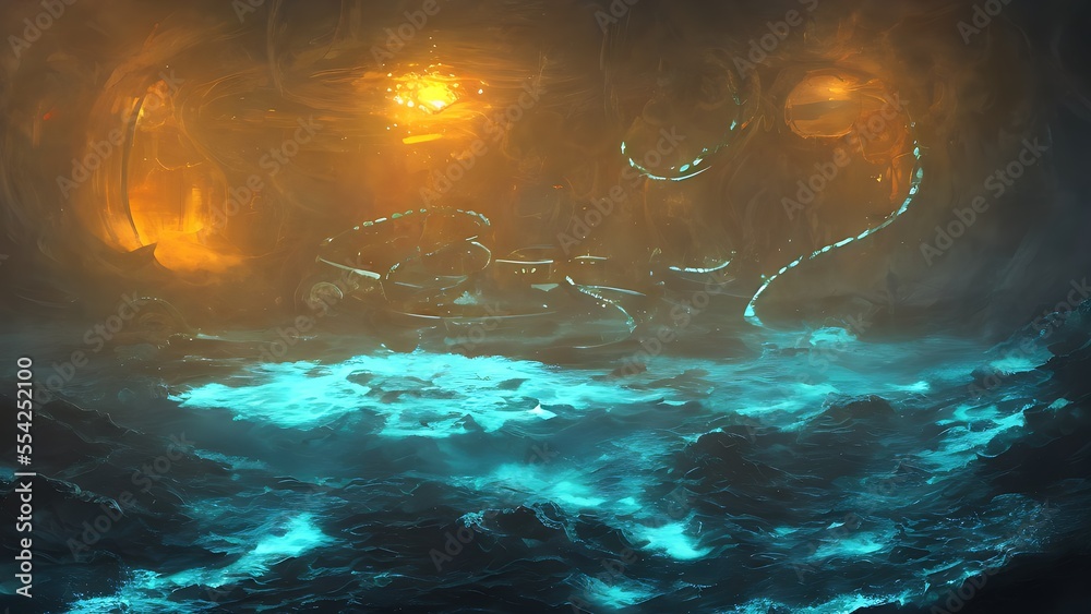 A portal to the void deep below the mariana trench, Illustration ...