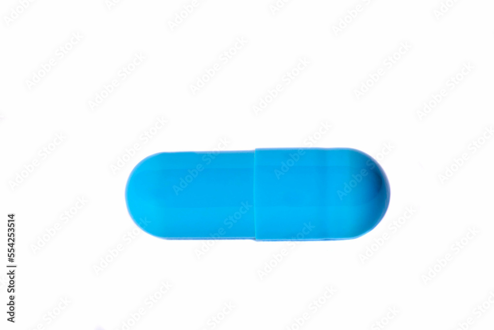 One blue capsule