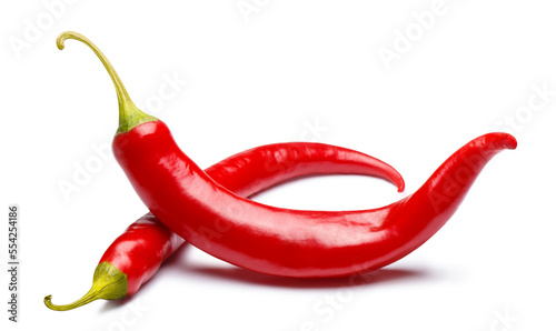 Canvas Print Delicious red chili peppers, isolated on white background