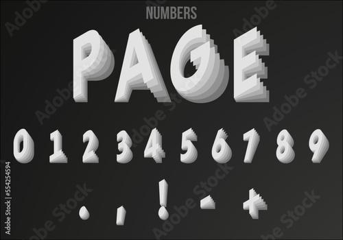 Turning pages style font design numbers. Pages numbers vector illustration.
