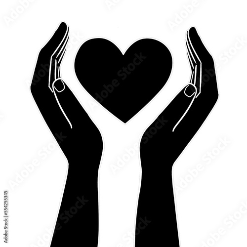 hand holding heart black