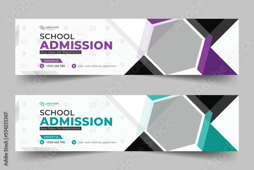 School admission linkedin cover banner design template