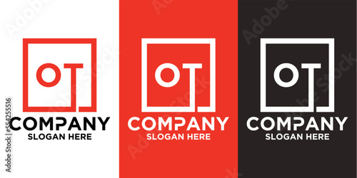O T lettering with square design vector template