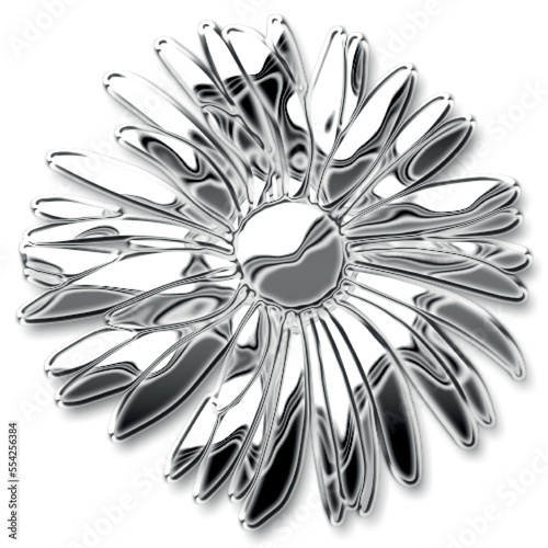 chrome silver metallic effect daisy