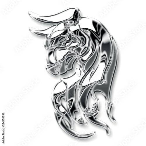 shinny silver chrome metallic effect bull