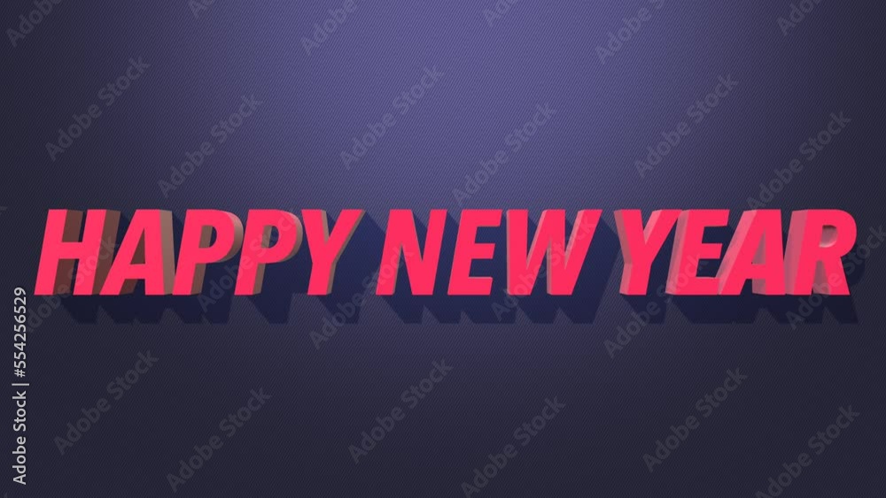 Happy new year video animation 3d text on blue background color Happy new year video animation 3d text on blue background color