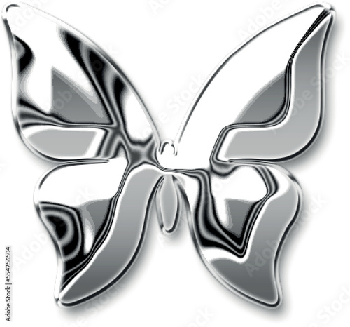 silver chrome metallic effect on butterfly