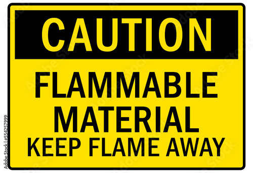 Flammable combustible material warning sign and labels