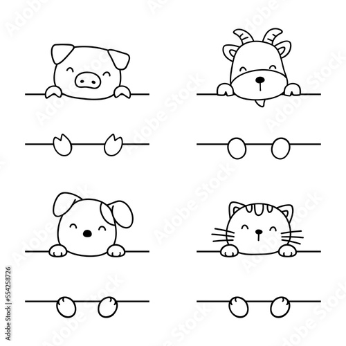 Draw cute animals name frame Printable cut file for kids shirt