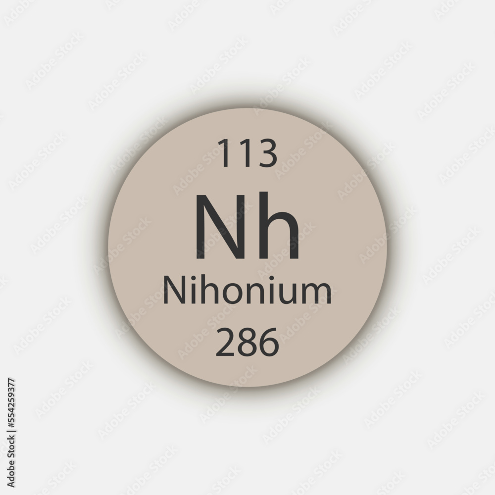 Nihonium symbol. Chemical element of the periodic table. Vector illustration. Nihonium symbol. Chemical element of the periodic table. Vector illustration.