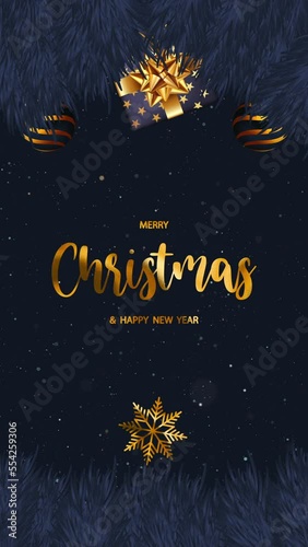 Merry Christmas and Happy New Year. Greeting Card. Vertical 03.