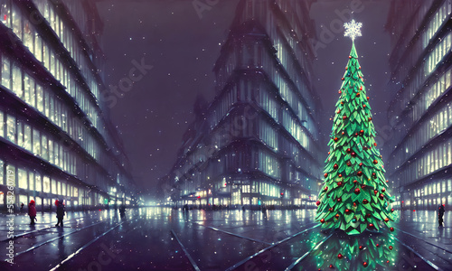 Christmas cityscape - digital illustration
