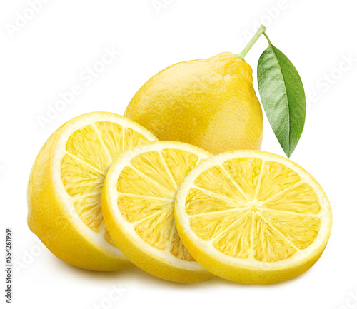 Delicious lemon fruits, isolated on white background