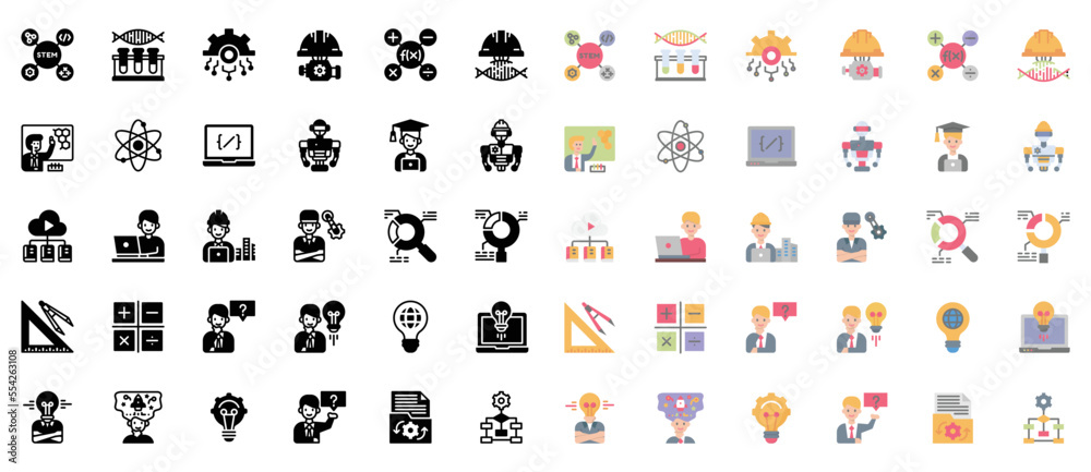 Fototapeta premium Stem Education Icon Vector Illustration, Education, Science, Technology, Engineering, Mathematics