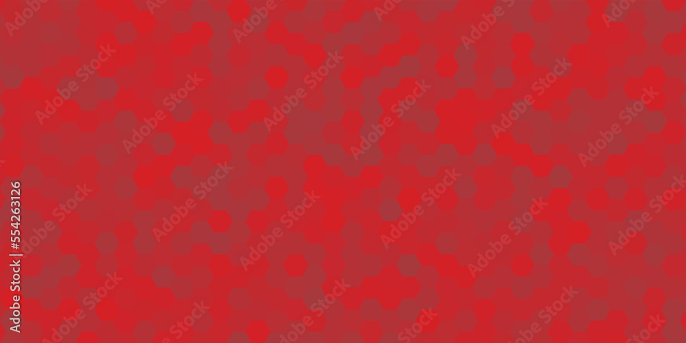 Monochrome, Red vector pattern with hexagon. Geometric sample of repeating on black background in halftone style.