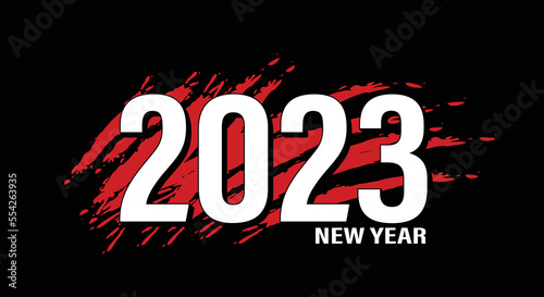 happy new year 2023 with black and white numbers