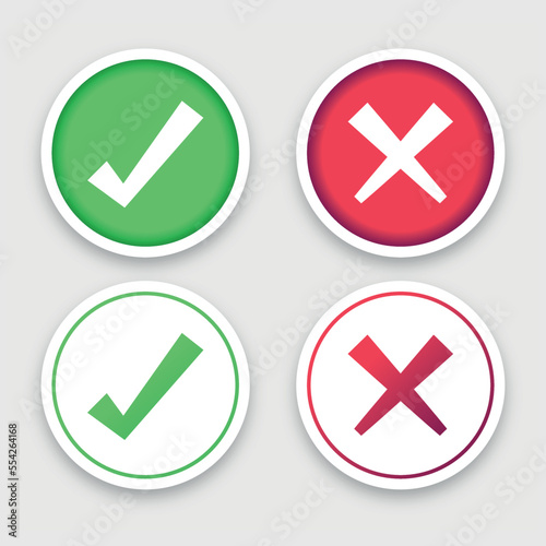 Free Download Check Marks And Crosses In Circles With Shadows Set - GFXLoad