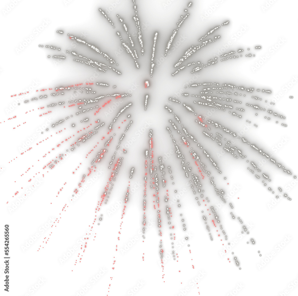 Obraz premium Isolated red and white fireworks overlay