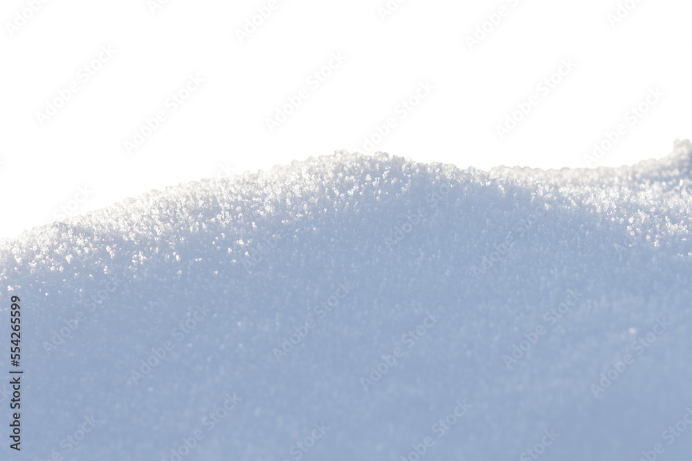 Obraz premium white snow in daylight, background, isolate on black background