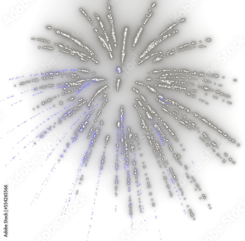 Isolated blue and white fireworks overlay