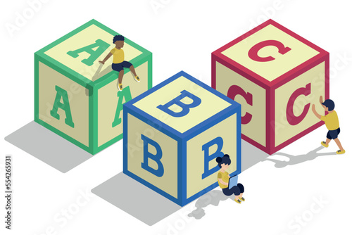 Isometric Kids Alphabet Blocks