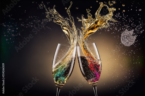 Celebration toast with champagne,New year party concept with 