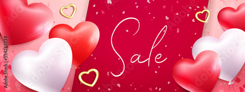 Festive illustration with Valentine's Day, a set of beautiful hearts