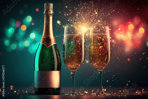 Celebration toast with champagne,New year party concept with 