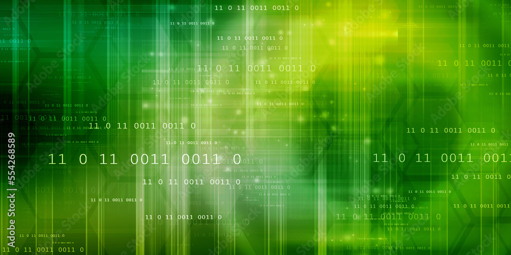 Obraz premium 2d illustration abstract digital binary data on computer screen