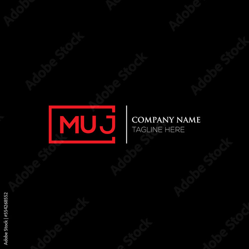 MUJ letter logo design on black background. MUJ creative initials letter logo concept. MUJ letter design. MUJ letter design on white background. MUJ logo vector.
 photo