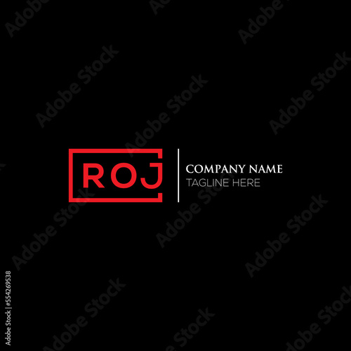 ROJ letter logo design on black background. ROJ creative initials letter logo concept. ROJ letter design. ROJ letter design on white background. ROJ logo vector.
