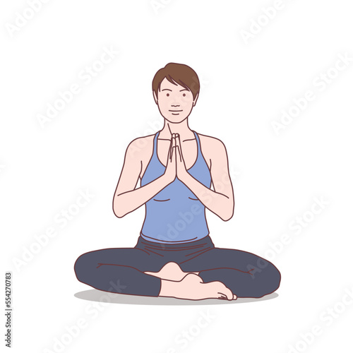 woman doing yoga, vector illustration