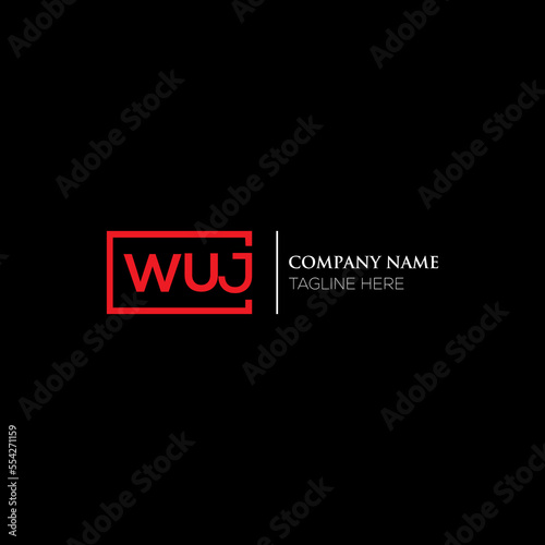 WUJ letter logo design on black background. WUJ creative initials letter logo concept. WUJ letter design. WUJ letter design on white background. WUJ logo vector.
 photo