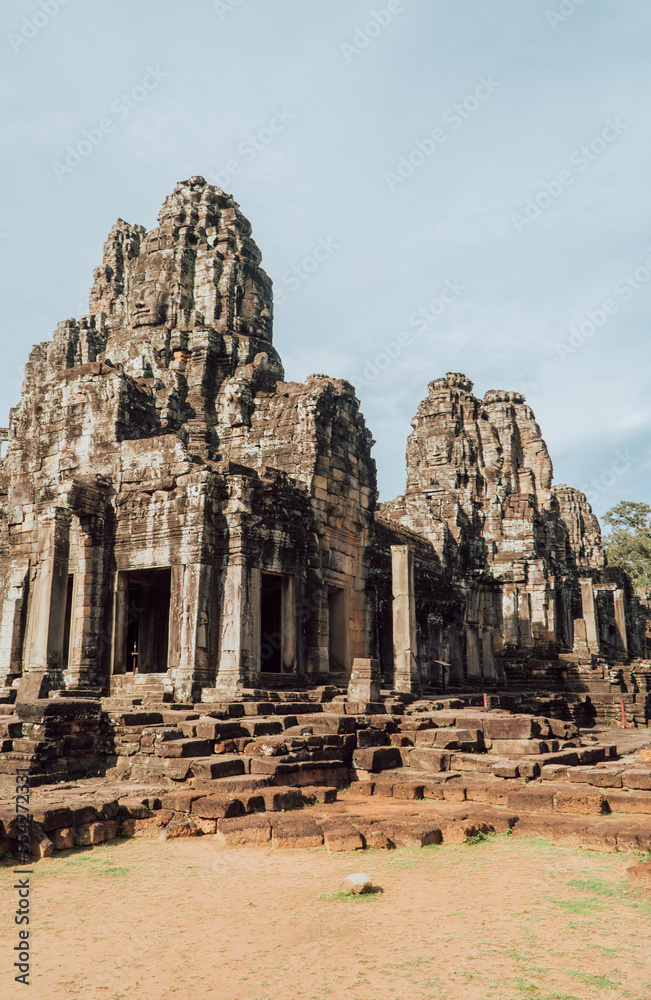 Temple towers at Bayon Temple in Angkor Wat, Cambodia