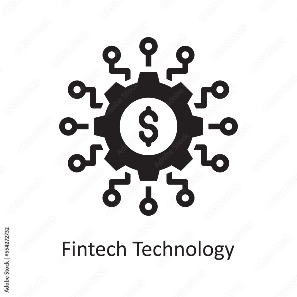 Fintech Technology Vector Solid Icon Design illustration. Business and Finance Symbol on White background EPS 10 File Fintech Technology Vector Solid Icon Design illustration. Business and Finance Symbol on White background EPS 10 File