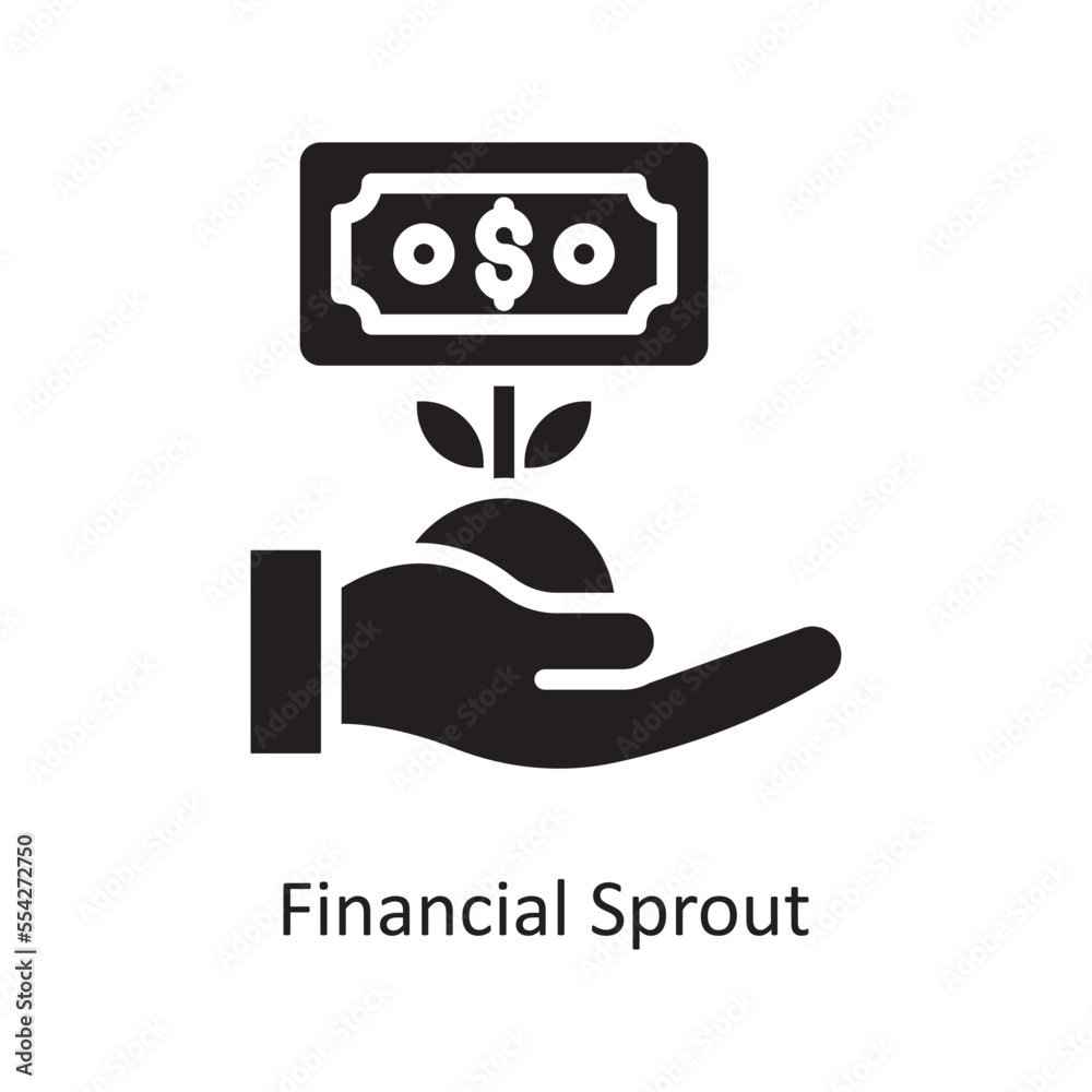 Financial Sprout  Vector Solid Icon Design illustration. Business and Finance Symbol on White background EPS 10 File