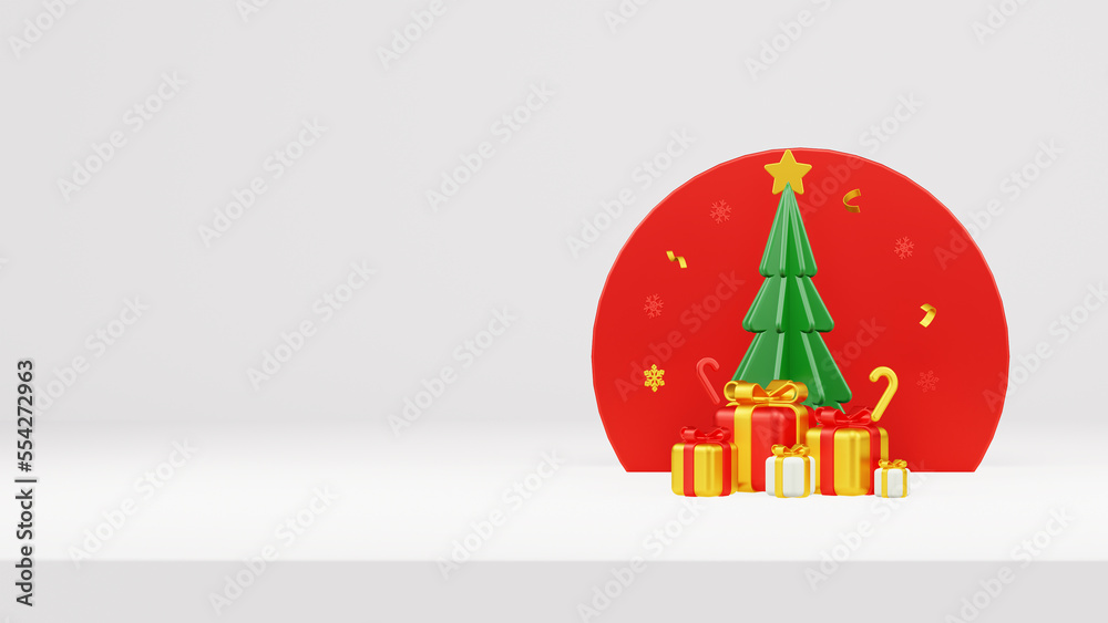 Merry Christmas 3D Render Composition With Ornament For Event Sale Social Media And Landing Page