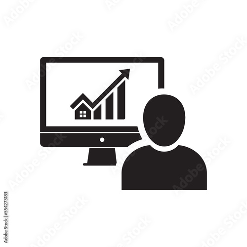 Trader icon. Online Trading. Investment. Entrepreneur. Businessman. Vector icon isolated on white background.