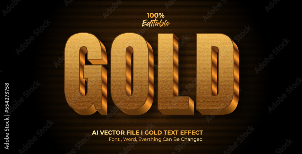 Gold 3d  Editable Text Effect, Eps File
