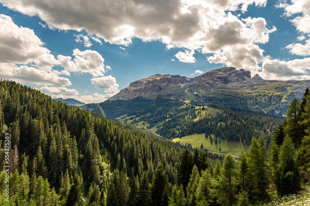 Dolomiti Alps in Alta Badia landscape view